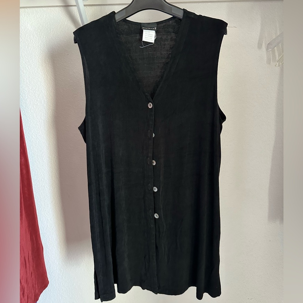 Citiknits Silky Knit Travel Tank Top Womens L Travel Knit Traveler Black Acetate